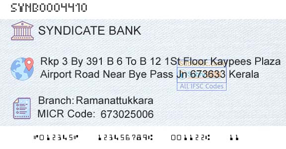 Syndicate Bank RamanattukkaraBranch 