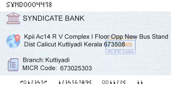 Syndicate Bank KuttiyadiBranch 