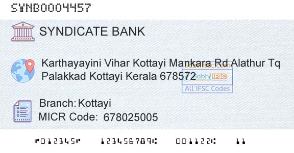 Syndicate Bank KottayiBranch 