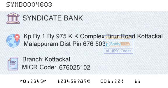 Syndicate Bank KottackalBranch 