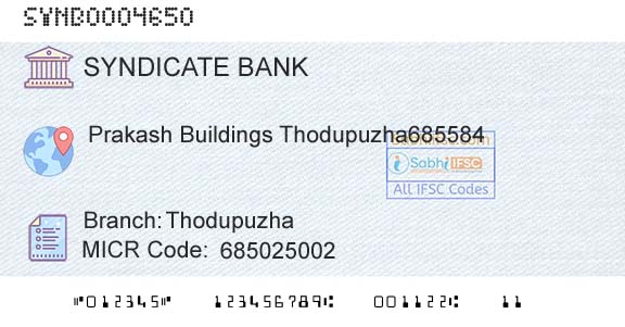 Syndicate Bank ThodupuzhaBranch 