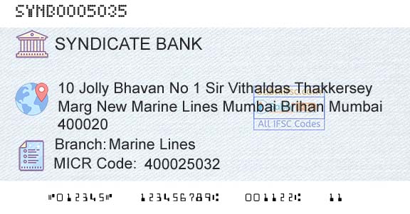 Syndicate Bank Marine LinesBranch 
