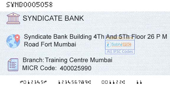 Syndicate Bank Training Centre MumbaiBranch 