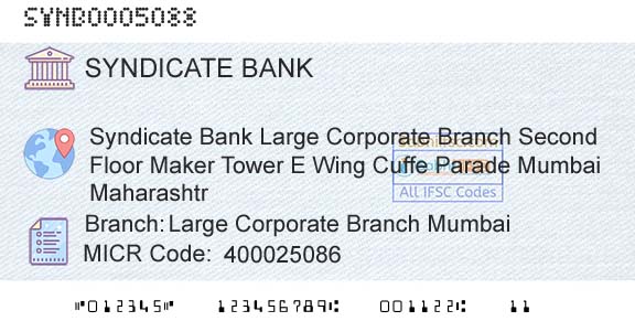 Syndicate Bank Large Corporate Branch MumbaiBranch 