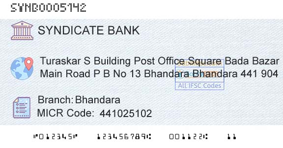 Syndicate Bank BhandaraBranch 