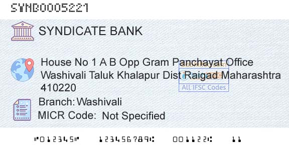 Syndicate Bank WashivaliBranch 
