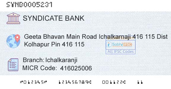 Syndicate Bank IchalkaranjiBranch 