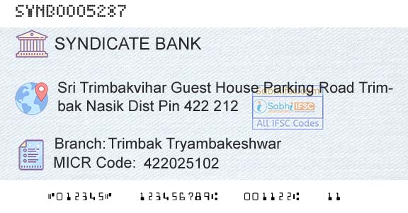 Syndicate Bank Trimbak TryambakeshwarBranch 