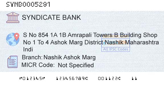 Syndicate Bank Nashik Ashok MargBranch 