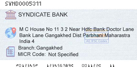 Syndicate Bank GangakhedBranch 