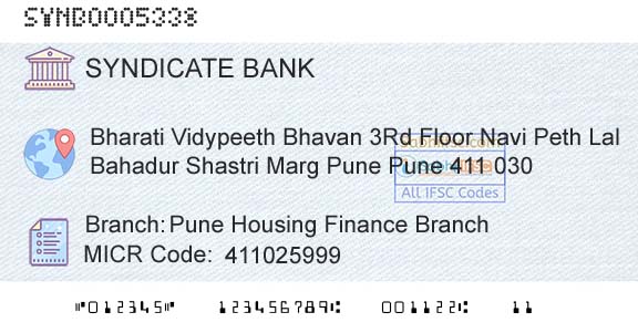 Syndicate Bank Pune Housing Finance BranchBranch 