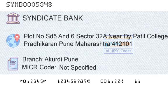 Syndicate Bank Akurdi PuneBranch 