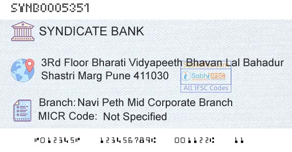 Syndicate Bank Navi Peth Mid Corporate BranchBranch 