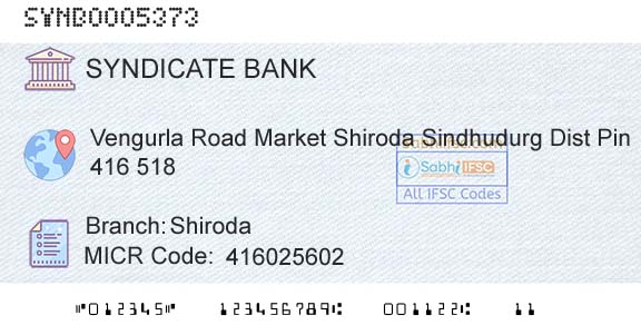 Syndicate Bank ShirodaBranch 