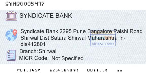 Syndicate Bank ShirwalBranch 