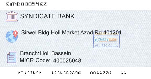 Syndicate Bank Holi BasseinBranch 