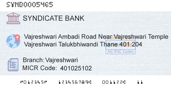 Syndicate Bank VajreshwariBranch 