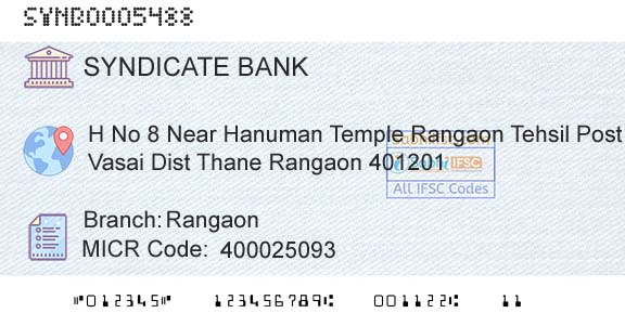 Syndicate Bank RangaonBranch 
