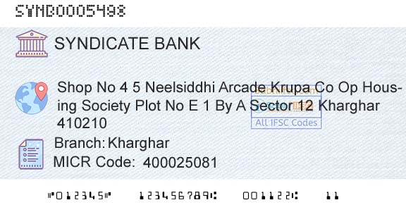 Syndicate Bank KhargharBranch 