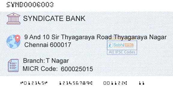 Syndicate Bank T NagarBranch 