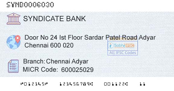 Syndicate Bank Chennai AdyarBranch 