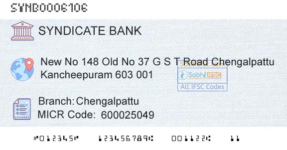 Syndicate Bank ChengalpattuBranch 