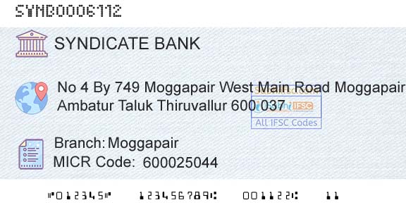 Syndicate Bank MoggapairBranch 