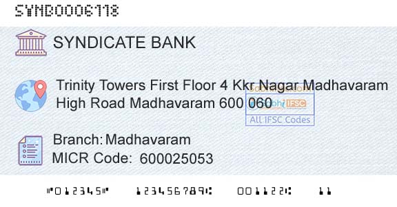 Syndicate Bank MadhavaramBranch 