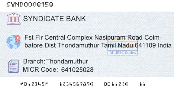 Syndicate Bank ThondamuthurBranch 