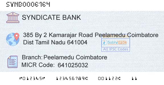 Syndicate Bank Peelamedu CoimbatoreBranch 