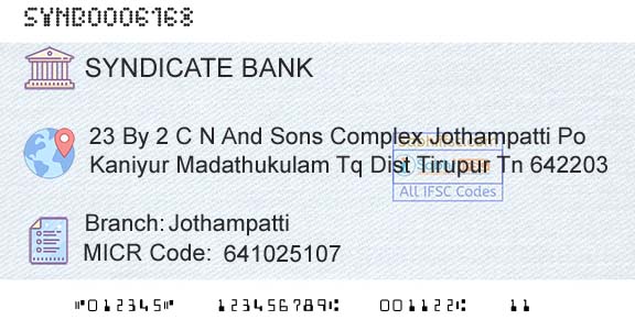 Syndicate Bank JothampattiBranch 