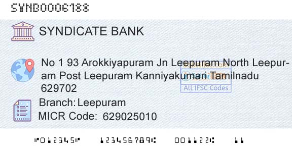 Syndicate Bank LeepuramBranch 