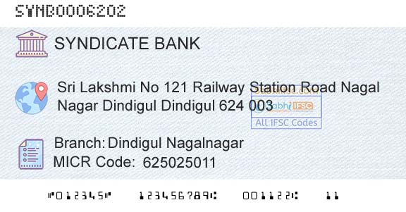 Syndicate Bank Dindigul NagalnagarBranch 