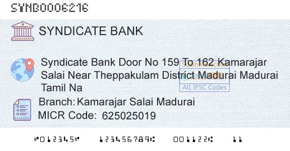 Syndicate Bank Kamarajar Salai MaduraiBranch 