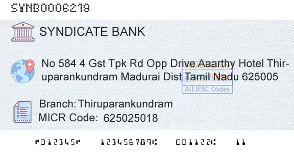 Syndicate Bank ThiruparankundramBranch 