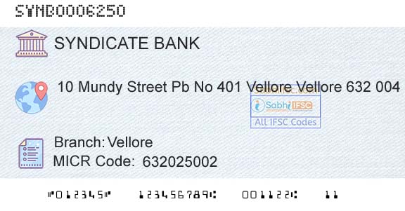 Syndicate Bank VelloreBranch 