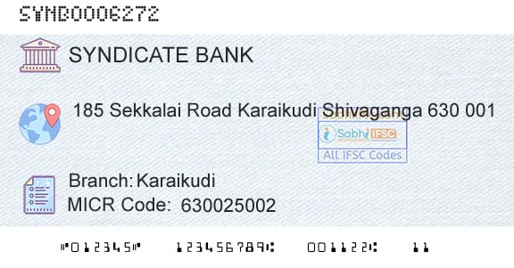Syndicate Bank KaraikudiBranch 