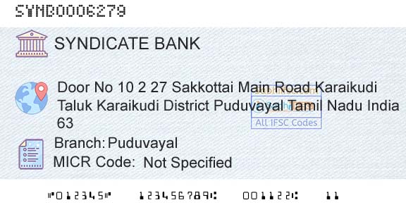 Syndicate Bank PuduvayalBranch 