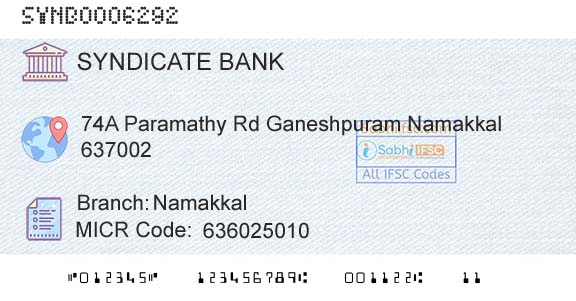 Syndicate Bank NamakkalBranch 