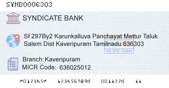 Syndicate Bank KaveripuramBranch 
