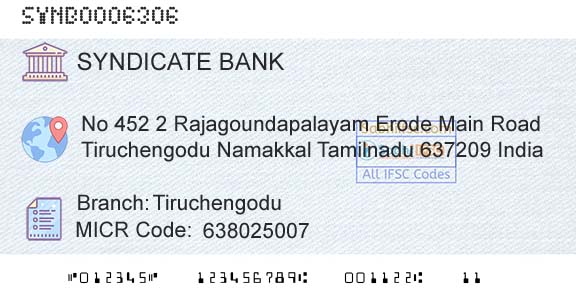 Syndicate Bank TiruchengoduBranch 