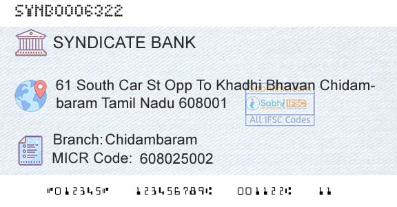 Syndicate Bank ChidambaramBranch 