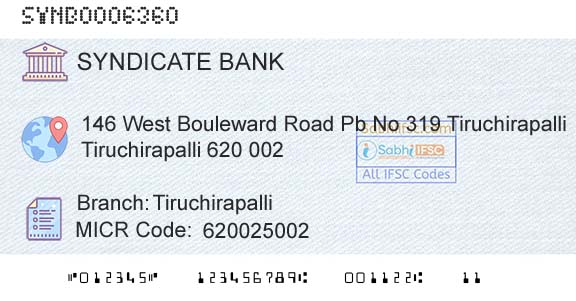 Syndicate Bank TiruchirapalliBranch 