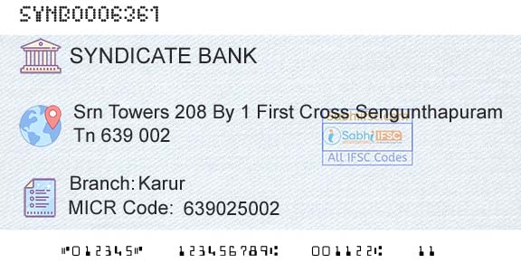 Syndicate Bank KarurBranch 