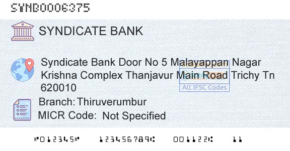 Syndicate Bank ThiruverumburBranch 