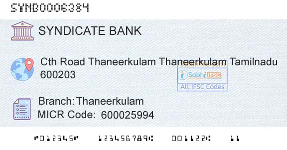 Syndicate Bank ThaneerkulamBranch 