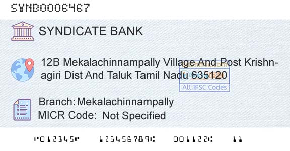 Syndicate Bank MekalachinnampallyBranch 