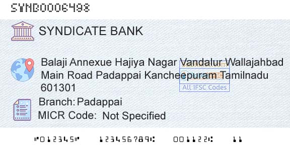 Syndicate Bank PadappaiBranch 