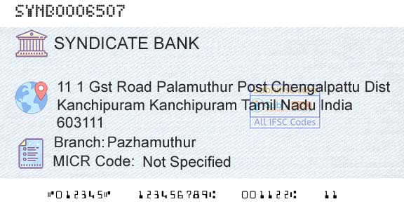 Syndicate Bank PazhamuthurBranch 