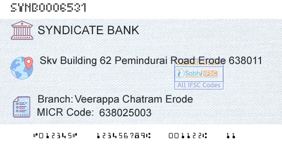 Syndicate Bank Veerappa Chatram ErodeBranch 